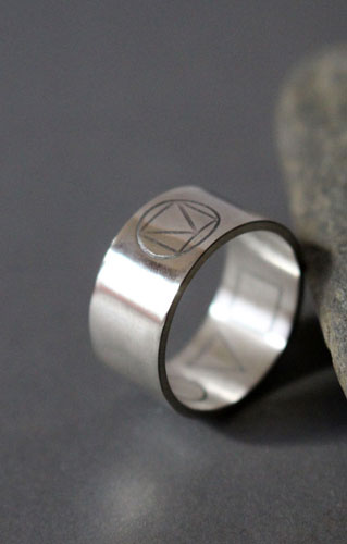 Prisme, bague triangle carré cercle en argent