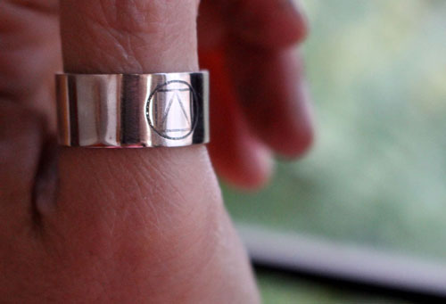 Prisme, bague triangle carré cercle en argent