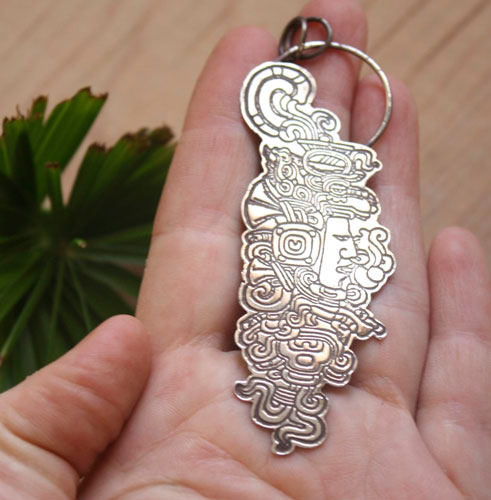 Quiquiztli, pendentif conque musicale maya en argent