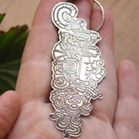 Quiquiztli, pendentif conque musicale maya en argent