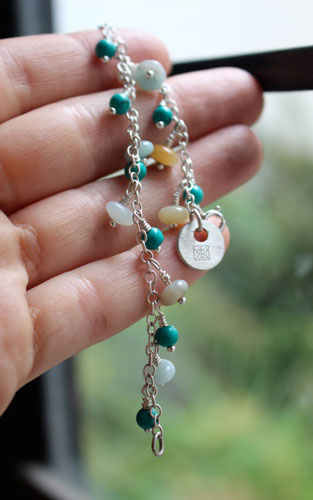 Racine, bracelet en argent, amazonite et turquoise