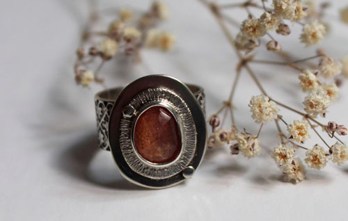 Rosée du matin, bague réveil de la nature en argent et saphir rose