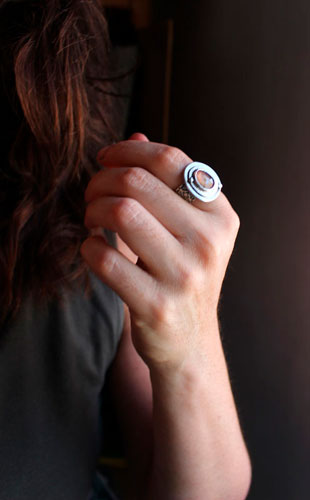 Rosée du matin, bague réveil de la nature en argent et saphir rose