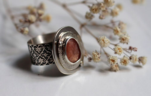 Rosée du matin, bague réveil de la nature en argent et saphir rose