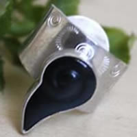 Snigill, bague en argent et obsidienne arc-en-ciel escargot