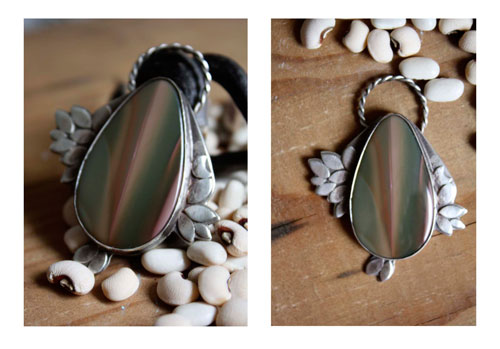 Sompaïna, pendentif arc-en-ciel de la terre-mère en argent et jaspe impérial