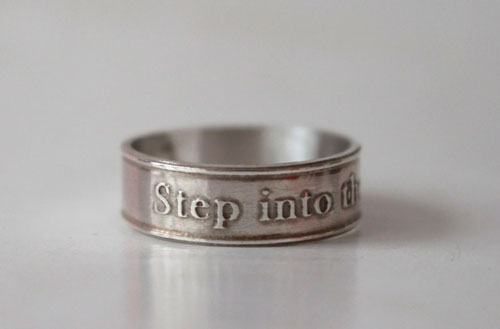 Step into the light, bague encouragement et spiritualité en argent