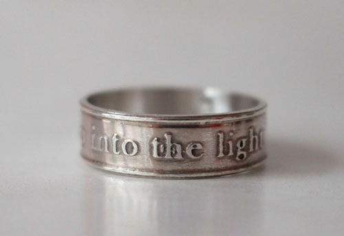 Step into the light, bague encouragement et spiritualité en argent