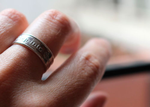 Step into the light, bague encouragement et spiritualité en argent