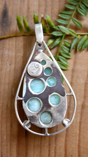 Tlaloc, pendentif aztèque en argent et chrysoprase