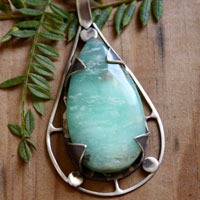 Tlaloc, pendentif aztèque en argent et chrysoprase