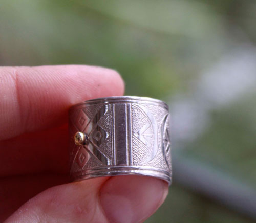 Touareg, bague tribal ethnique africaine en argent et laiton