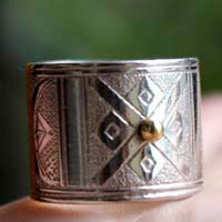 Touareg, bague tribal ethnique africaine en argent et laiton
