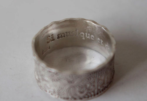 Un monde imaginaire, bague otomi de mariage personnalisé en argent