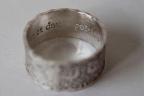 Un monde imaginaire, bague otomi de mariage personnalisé en argent