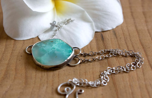 Vaidurya, bracelet paradis tropical en argent et chrysoprase