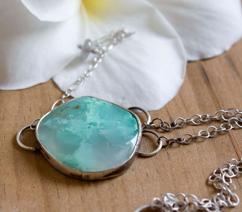 Vaidurya, bracelet paradis tropical en argent et chrysoprase