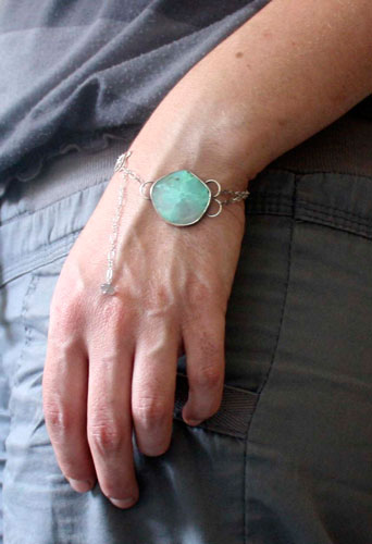 Vaidurya, bracelet paradis tropical en argent et chrysoprase