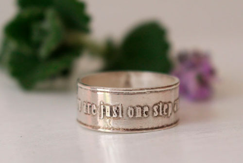 You are just one step away, bague encouragement et spiritualité en argent 