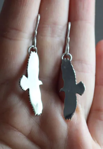 Aigle, boucles d’oreilles oiseau totem en argent