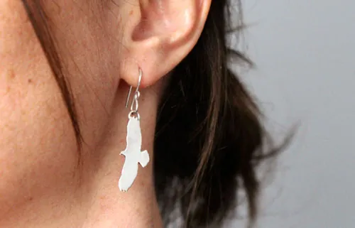 Aigle, boucles d’oreilles oiseau totem en argent