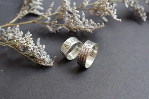 Alliances destinée, bague nature bohème infini en argent