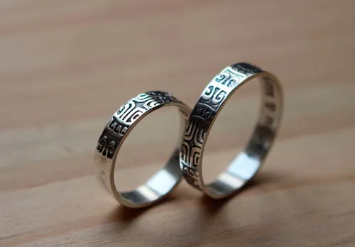 Alliances diapason, bague symbole polynésien en argent