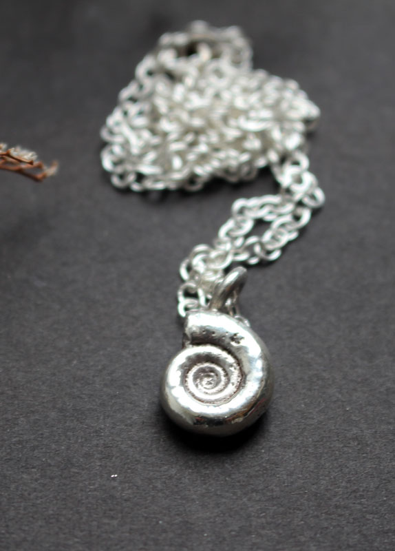 Ammonite eoderoceras, collier fossile jurassique en argent