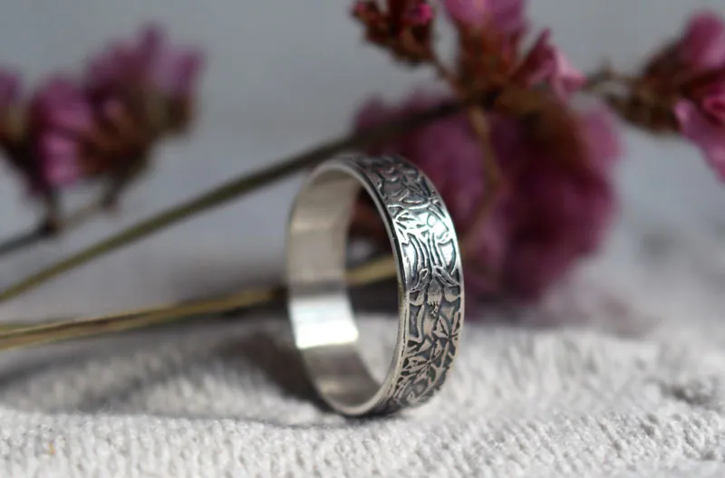 Ancolie, bague fleur en argent