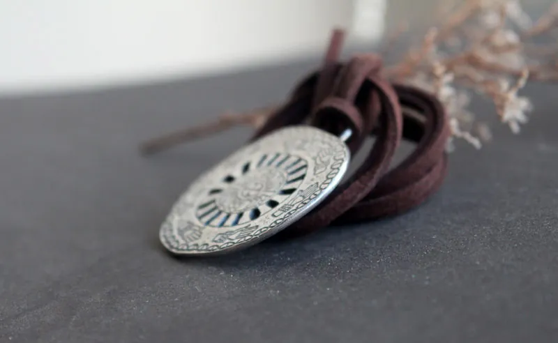 Araignée de Spiro Mounds, collier amérindien du Mississipi en argent