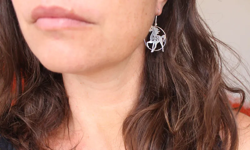 Arion, boucles d’oreilles cheval légende grecque en argent