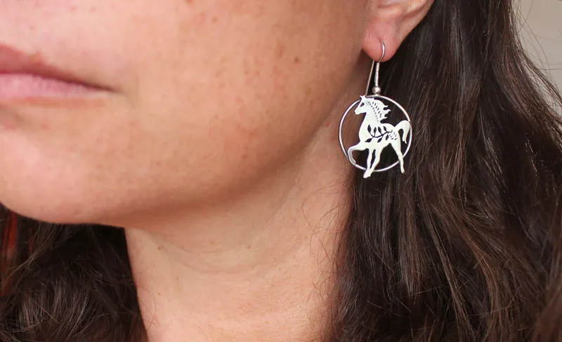 Arion, boucles d’oreilles cheval légende grecque en argent