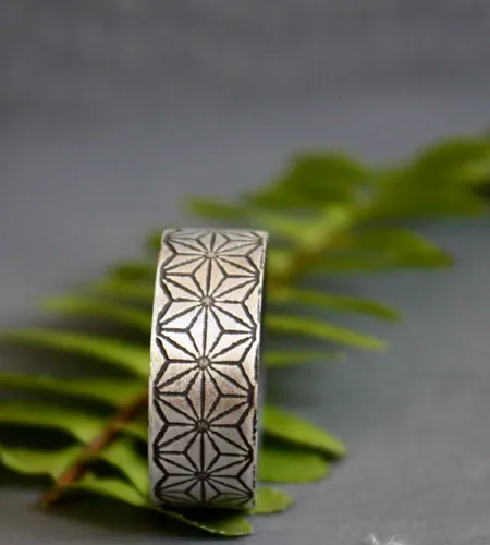 Asanoha, bague feuille de chanvre japonaise en argent