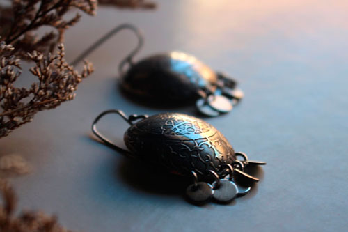 Astrolabe, boucles d’oreilles astronomie en argent
