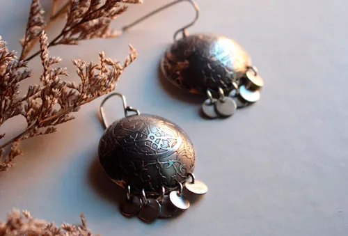 Astrolabe, boucles d’oreilles astronomie en argent