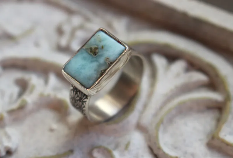 Atlantide, bague légende grecque en argent et larimar