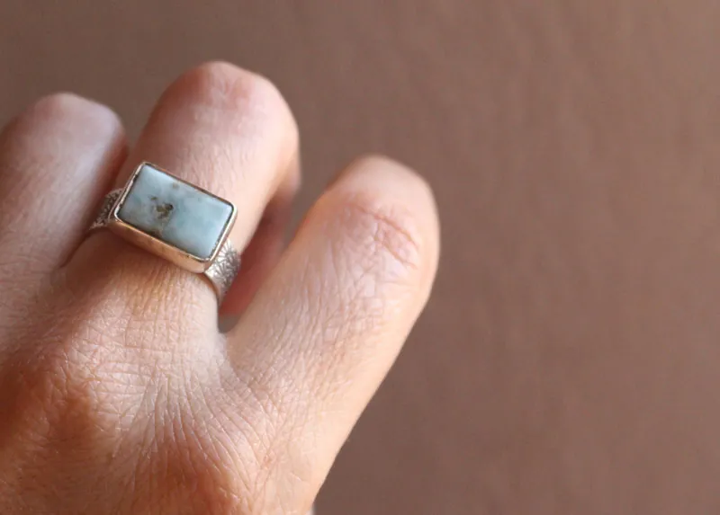 Atlantide, bague légende grecque en argent et larimar