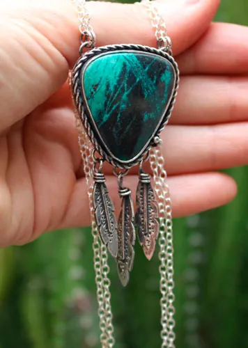 Attrape-rêve, collier amérindien en argent et Sonora Sunrise