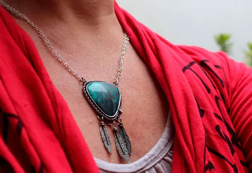 Attrape-rêve, collier amérindien en argent et Sonora Sunrise