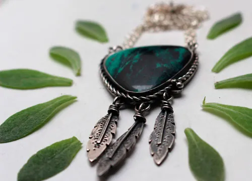 Attrape-rêve, collier amérindien en argent et Sonora Sunrise