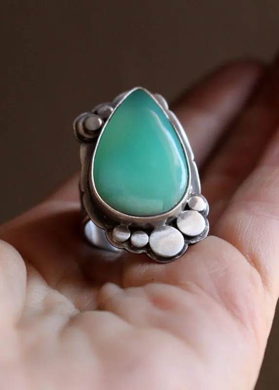Au royaume de la nature, bague cachemire en argent et chrysoprase