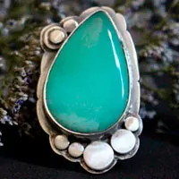 Au royaume de la nature, bague cachemire en argent et chrysoprase