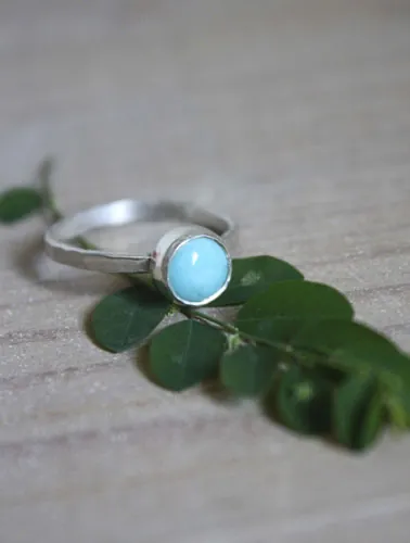 Azurine, bague bleu céleste en argent et amazonite