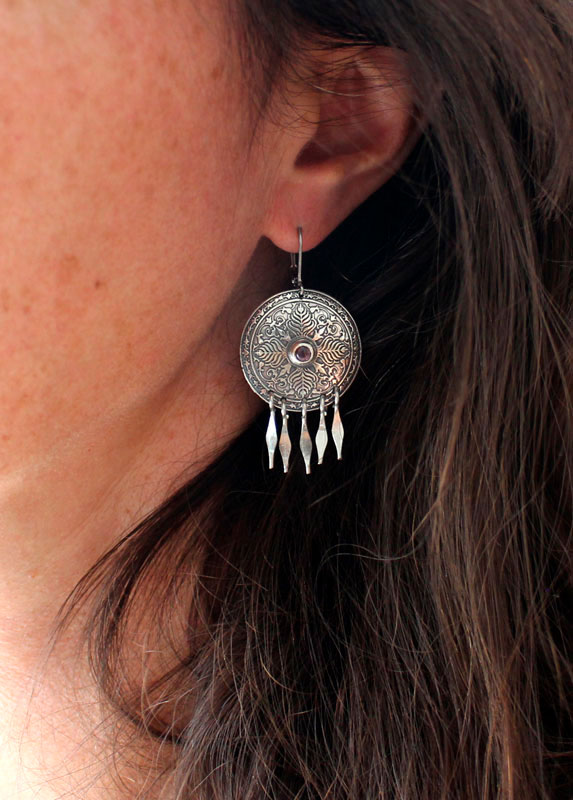 Alissandre, boucles d’oreilles feuilles en argent et zircon