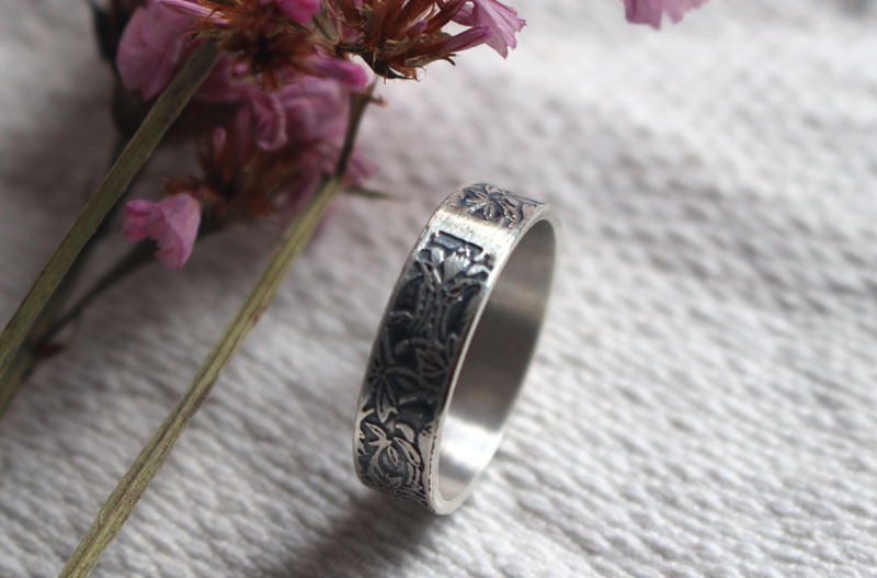 Ancolie, bague fleur en argent