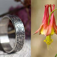 Ancolie, bague fleur en argent