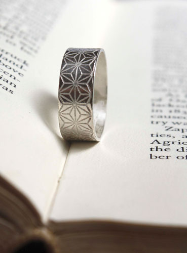 Asanoha, bague feuille de chanvre japonaise en argent