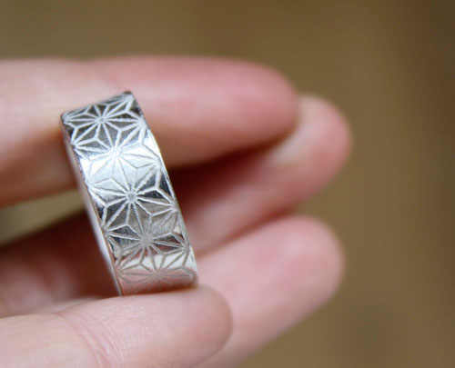 Asanoha, bague feuille de chanvre japonaise en argent