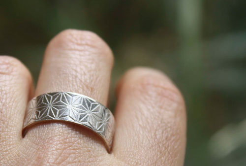 Asanoha, bague feuille de chanvre japonaise en argent