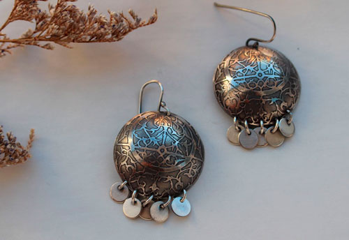 Astrolabe, boucles d’oreilles astronomie en argent